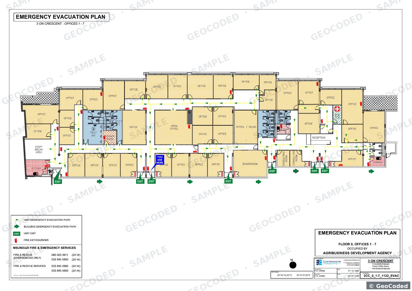 Building evacuation plan with unit layout